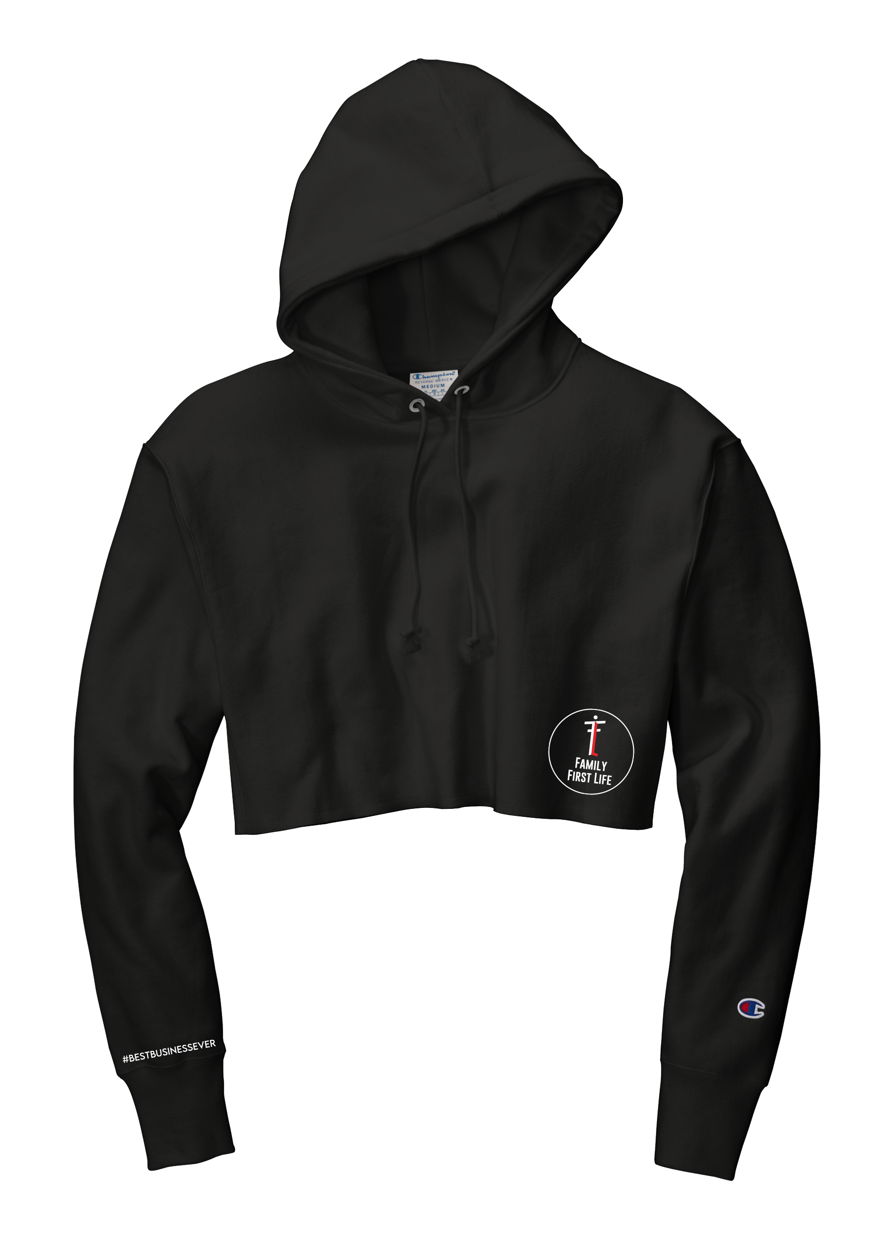 Champion Cropped Hoodie: Black (Sale)