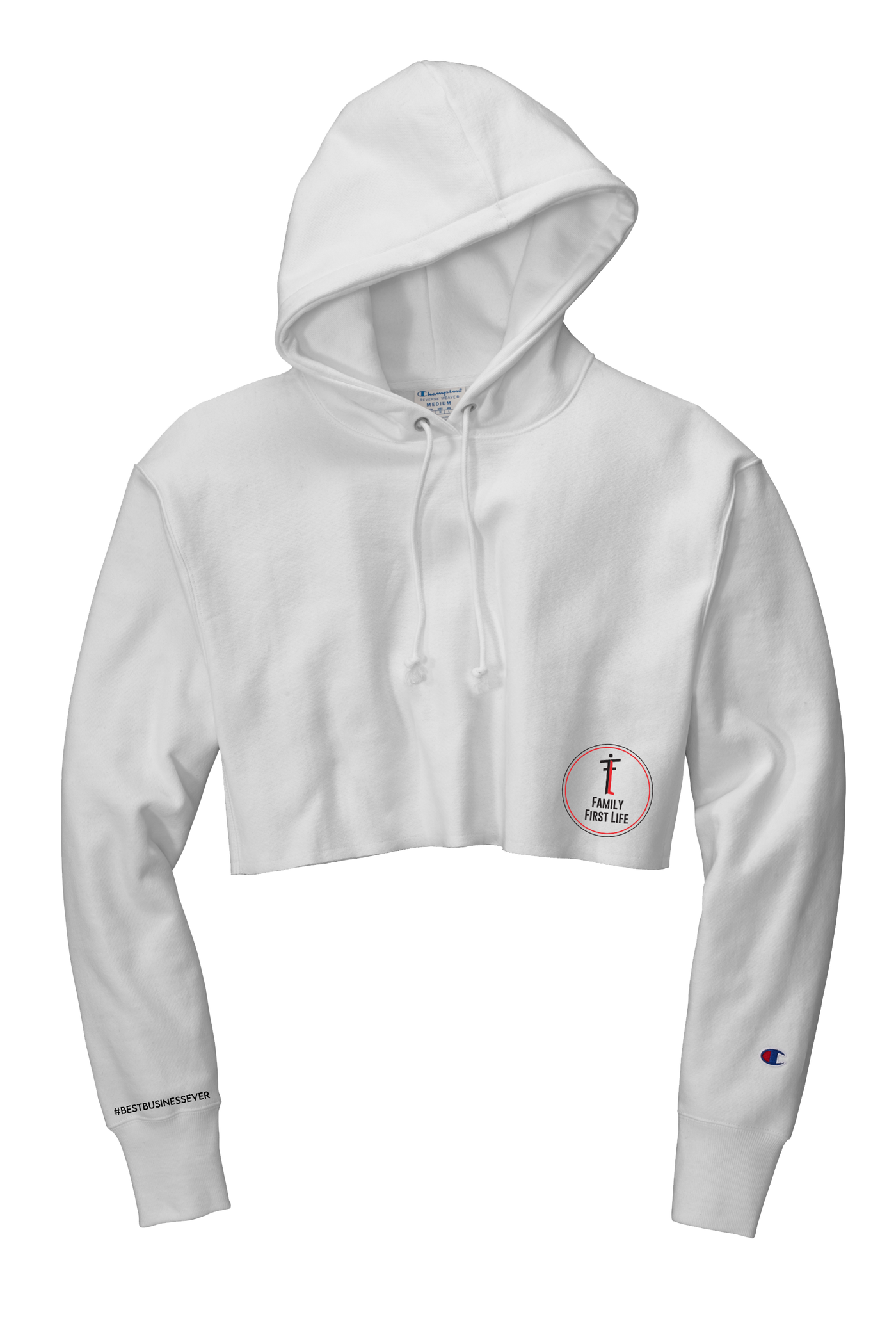 Champion Cropped Hoodie: White
