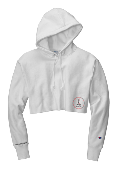 Champion Cropped Hoodie: White