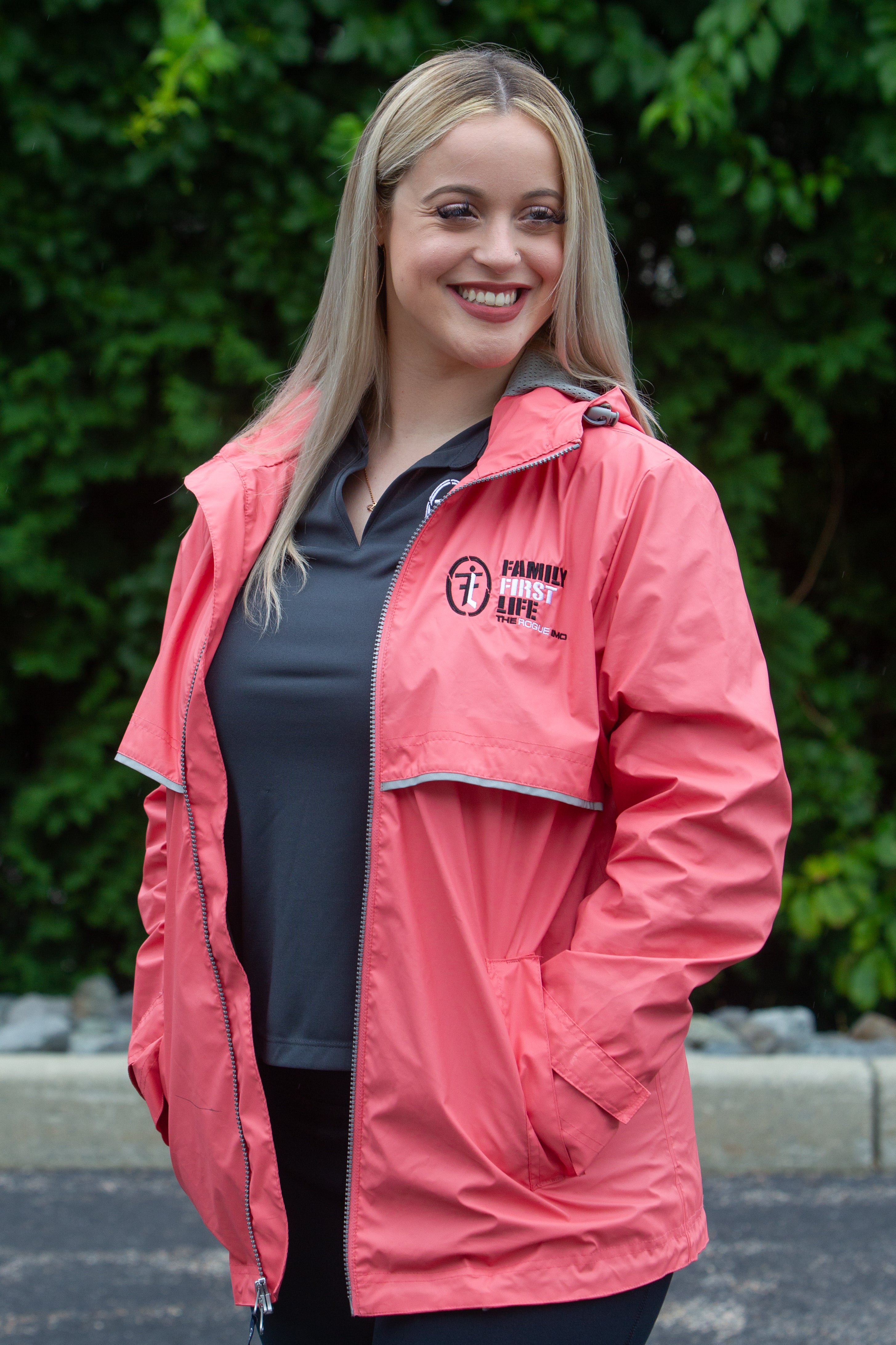 Women's New Englander Rain Jacket: Coral (Sale)