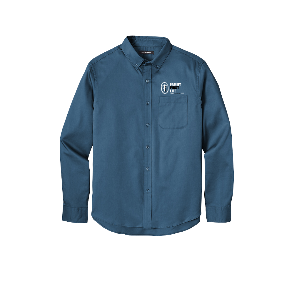 Men's Long Sleeve Twill Shirt: Regatta Blue (Sale)