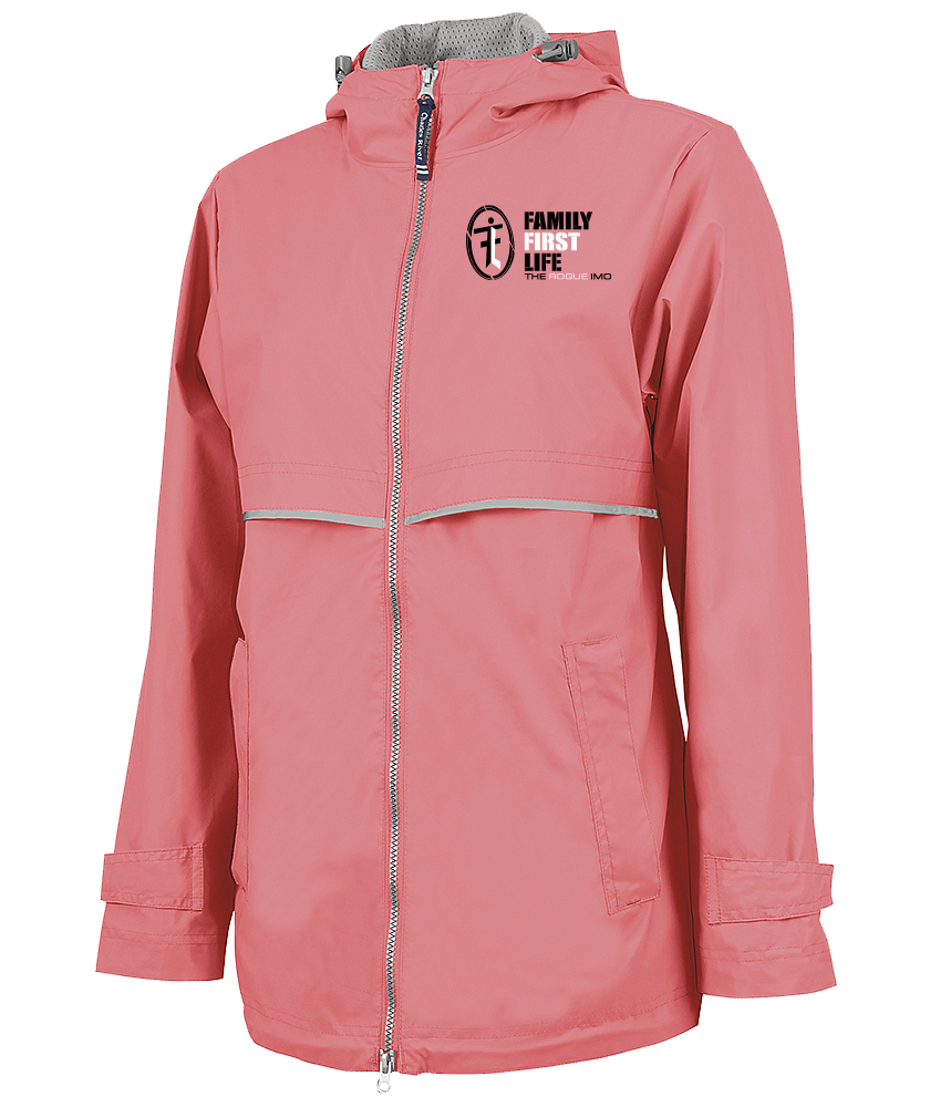 Women's New Englander Rain Jacket: Coral (Sale)
